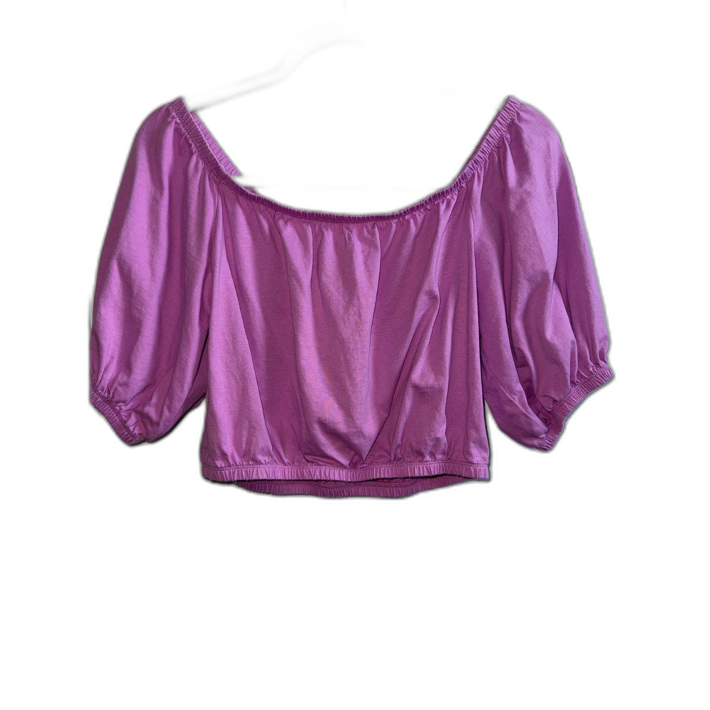 Old Navy Purple Puff Sleeve Off the Shoulder Top SP